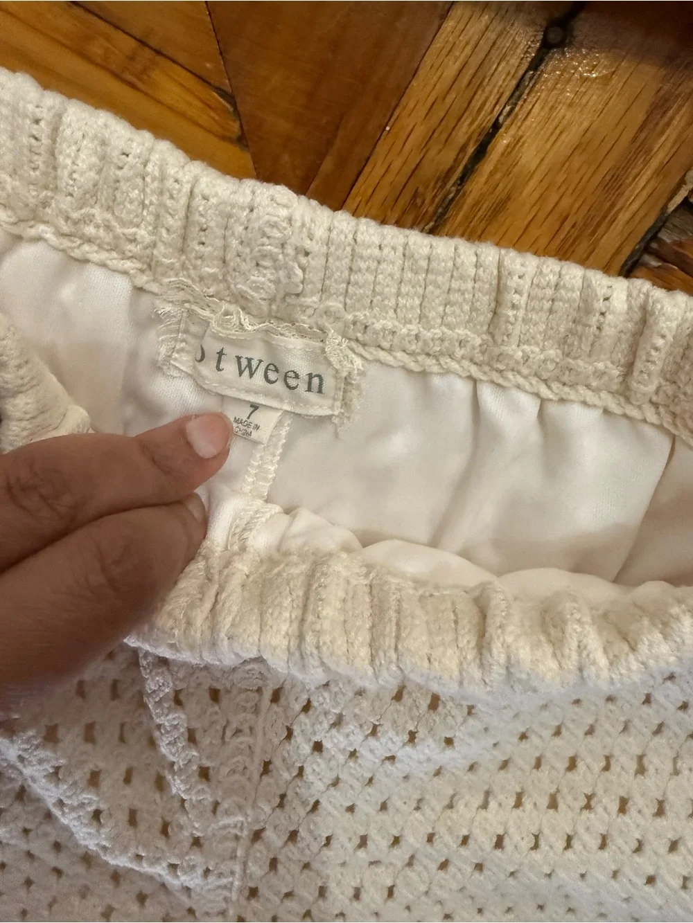 btween Cream Crochet Tank and Shorts Set with Black Accents - Picture 2 of 3